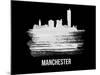 Manchester Skyline Brush Stroke - White-NaxArt-Mounted Art Print