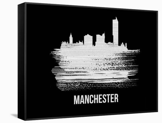 Manchester Skyline Brush Stroke - White-NaxArt-Framed Stretched Canvas