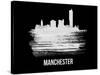 Manchester Skyline Brush Stroke - White-NaxArt-Stretched Canvas