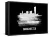 Manchester Skyline Brush Stroke - White-NaxArt-Framed Stretched Canvas