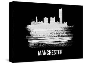 Manchester Skyline Brush Stroke - White-NaxArt-Stretched Canvas