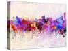 Manchester Skyline in Watercolor Background-paulrommer-Stretched Canvas