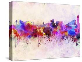 Manchester Skyline in Watercolor Background-paulrommer-Stretched Canvas