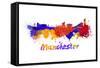 Manchester Skyline in Watercolor-paulrommer-Framed Stretched Canvas