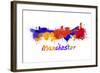 Manchester Skyline in Watercolor-paulrommer-Framed Art Print