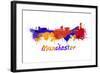 Manchester Skyline in Watercolor-paulrommer-Framed Art Print