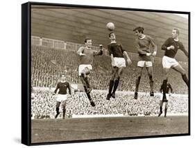 Manchester United vs. Arsenal, Football Match at Old Trafford, October 1967-null-Framed Stretched Canvas