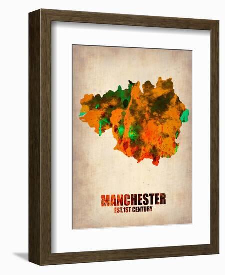 Manchester Watercolor Poster-NaxArt-Framed Art Print