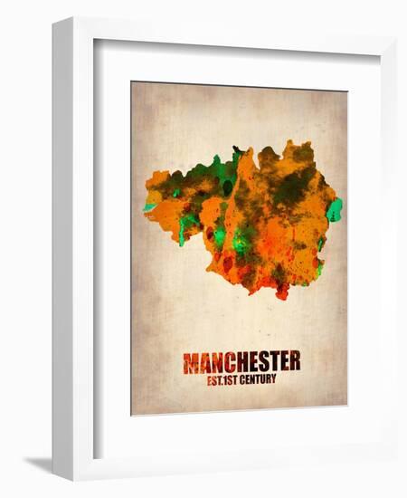 Manchester Watercolor Poster-NaxArt-Framed Art Print