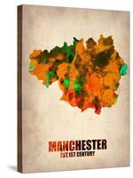 Manchester Watercolor Poster-NaxArt-Stretched Canvas
