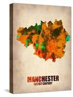 Manchester Watercolor Poster-NaxArt-Stretched Canvas
