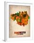 Manchester Watercolor Poster-NaxArt-Framed Art Print