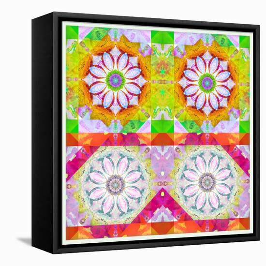 Mandala, Colourful, 'Color Geometry Couples'-Alaya Gadeh-Framed Stretched Canvas