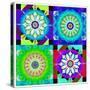 Mandala, Colourful, 'Color Geometry Squares'-Alaya Gadeh-Stretched Canvas