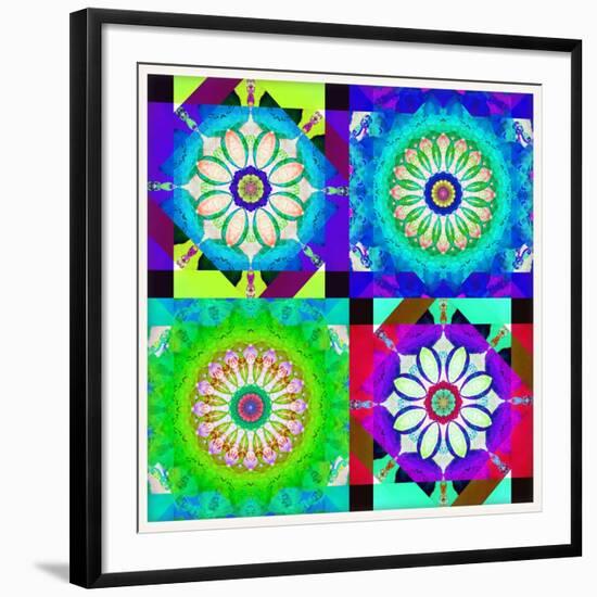 Mandala, Colourful, 'Color Geometry Squares'-Alaya Gadeh-Framed Photographic Print