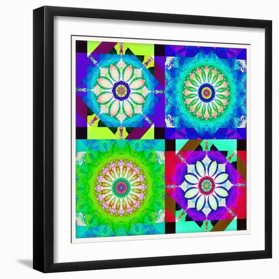 Mandala, Colourful, 'Color Geometry Squares'-Alaya Gadeh-Framed Photographic Print