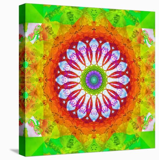 Mandala, Colourful, 'Happy Happy Happy of Mandala'-Alaya Gadeh-Stretched Canvas