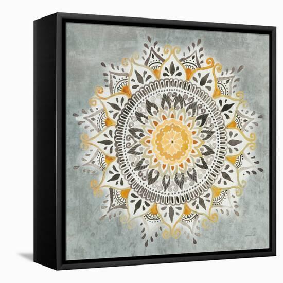 Mandala Delight I Yellow Grey-Danhui Nai-Framed Stretched Canvas