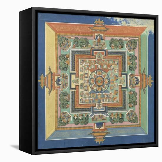 Mandala du livre ; Bahaishajyaguru et les sept autres Buddha de médecine-null-Framed Stretched Canvas