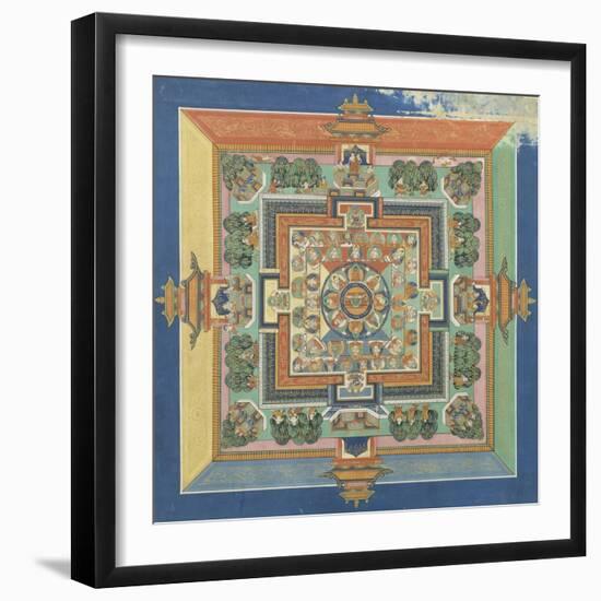 Mandala du livre ; Bahaishajyaguru et les sept autres Buddha de médecine-null-Framed Giclee Print