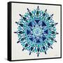 Mandala in Blue-Cat Coquillette-Framed Stretched Canvas