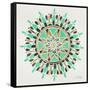 Mandala in Mint and Gold-Cat Coquillette-Framed Stretched Canvas