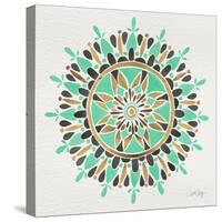 Mandala in Mint and Gold-Cat Coquillette-Stretched Canvas