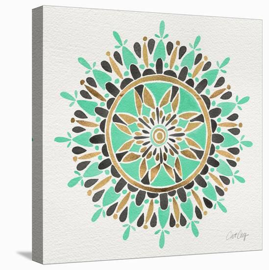 Mandala in Mint and Gold-Cat Coquillette-Stretched Canvas