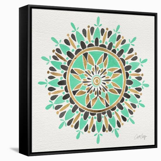 Mandala in Mint and Gold-Cat Coquillette-Framed Stretched Canvas