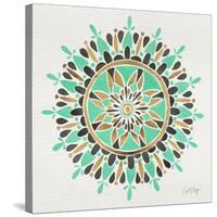 Mandala in Mint and Gold-Cat Coquillette-Stretched Canvas