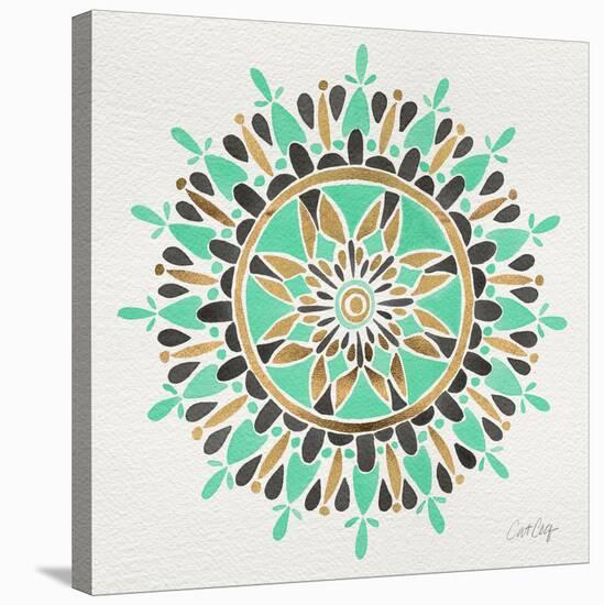 Mandala in Mint and Gold-Cat Coquillette-Stretched Canvas