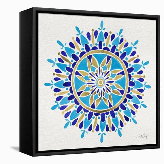 Mandala in Navy and Gold– Cat Coquillette-Cat Coquillette-Framed Stretched Canvas