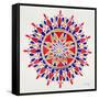 Mandala in Red and Navy-Cat Coquillette-Framed Stretched Canvas