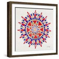 Mandala in Red and Navy-Cat Coquillette-Framed Giclee Print