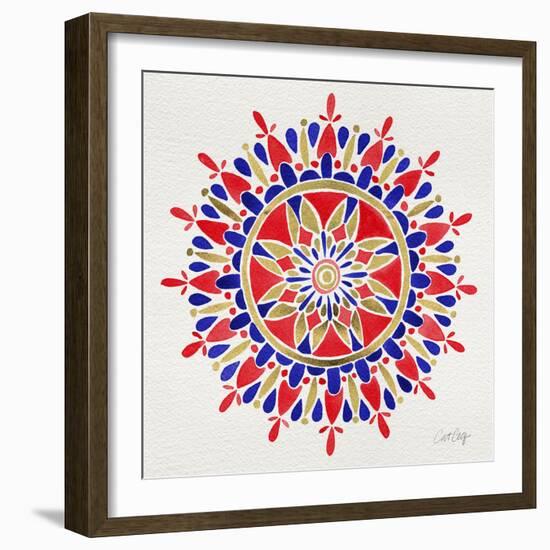 Mandala in Red and Navy-Cat Coquillette-Framed Giclee Print