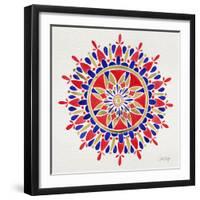 Mandala in Red and Navy-Cat Coquillette-Framed Giclee Print