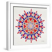 Mandala in Red and Navy-Cat Coquillette-Framed Giclee Print