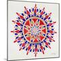 Mandala in Red and Navy-Cat Coquillette-Mounted Giclee Print