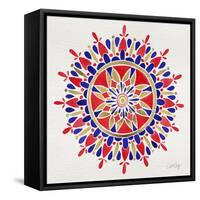 Mandala in Red and Navy-Cat Coquillette-Framed Stretched Canvas