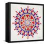 Mandala in Red and Navy-Cat Coquillette-Framed Stretched Canvas