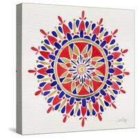 Mandala in Red and Navy-Cat Coquillette-Stretched Canvas