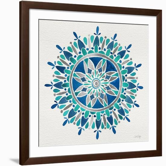 Mandala in Silver and Blue-Cat Coquillette-Framed Giclee Print