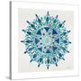 Mandala in Silver and Blue-Cat Coquillette-Stretched Canvas