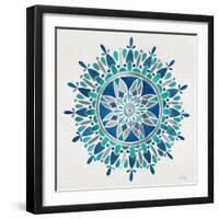 Mandala in Silver and Blue-Cat Coquillette-Framed Giclee Print