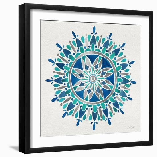 Mandala in Silver and Blue-Cat Coquillette-Framed Giclee Print