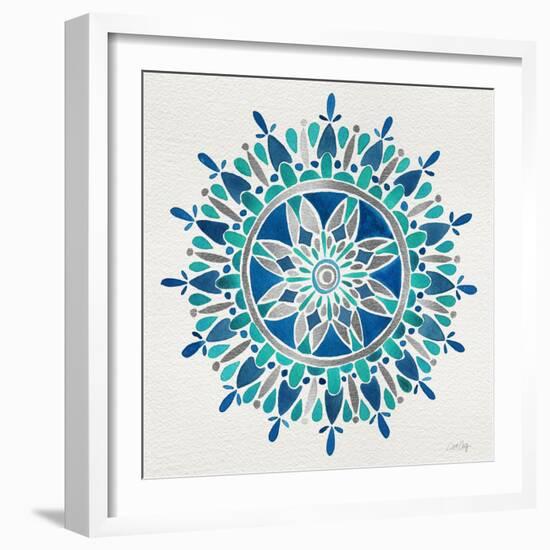 Mandala in Silver and Blue-Cat Coquillette-Framed Giclee Print