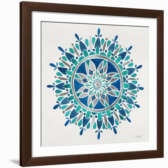 Mandala in Silver and Blue-Cat Coquillette-Framed Giclee Print