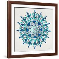 Mandala in Silver and Blue-Cat Coquillette-Framed Giclee Print