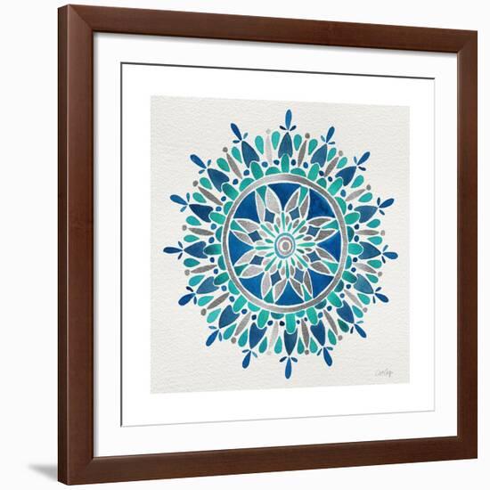 Mandala in Silver and Blue-Cat Coquillette-Framed Giclee Print