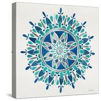 Mandala in Silver and Blue-Cat Coquillette-Stretched Canvas